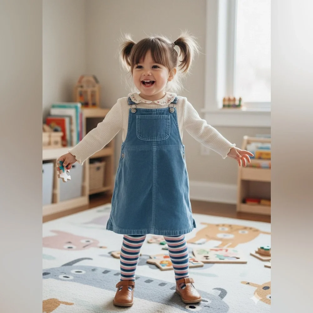 BABY GAP Kids Vintage 2002 Y2K Velvet Jumper Overall Dress in Blue Size 3T